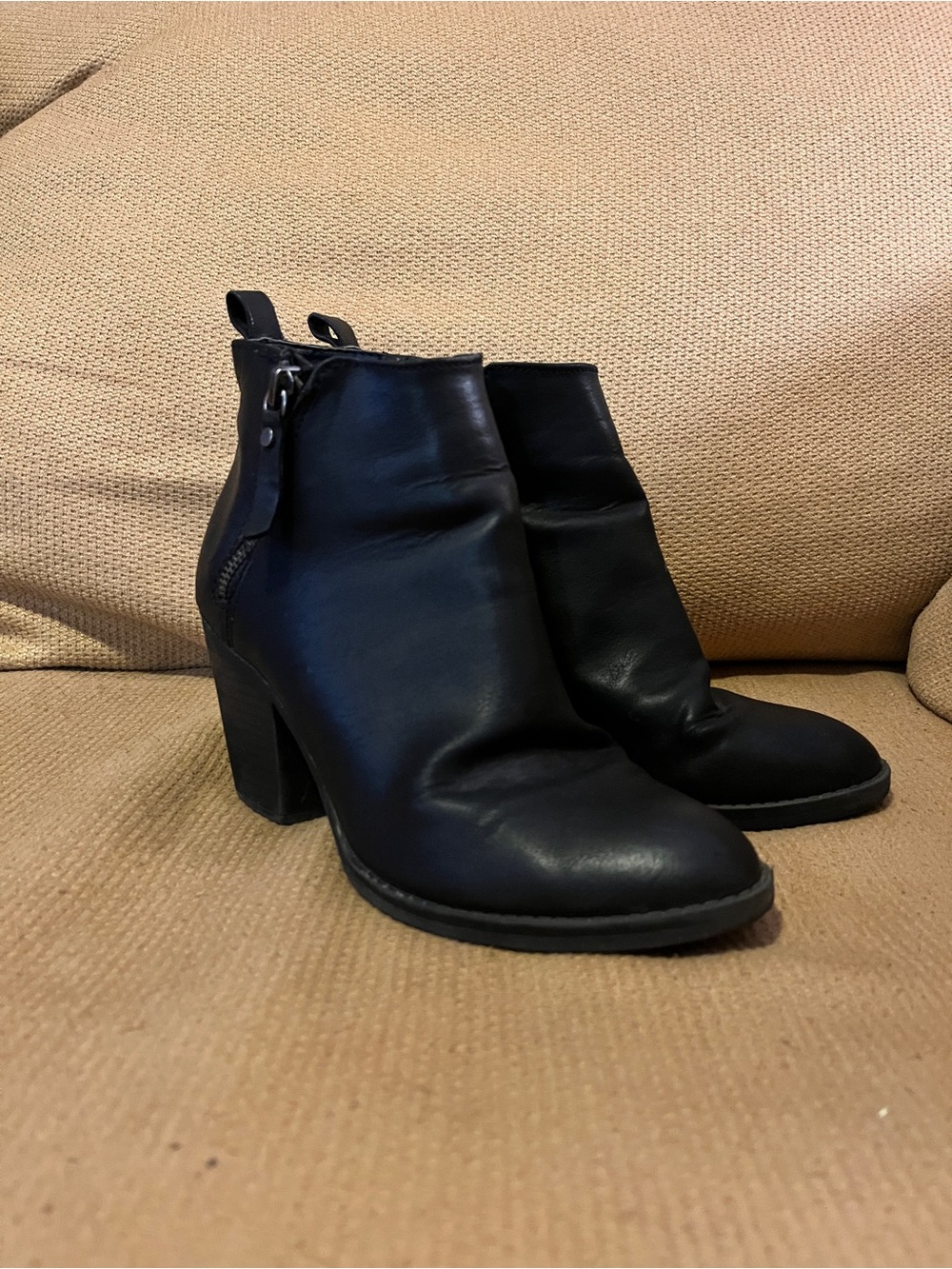 Target Black Leather Ankle Booties with Block Heel